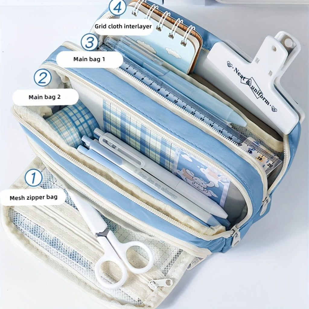 Cute large-capacity multi-layer pencil case, student pencil bag, school stationery box, and cosmetics storage bag