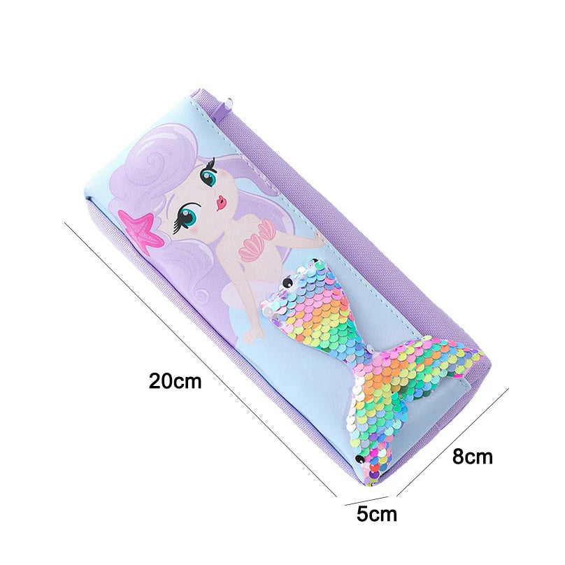 Mermaid Pencil Case Estuche Escolar Pencilcase School Supplies Sequins Pencil Pouch Kawaii Stationery Pencil Cases For Girls